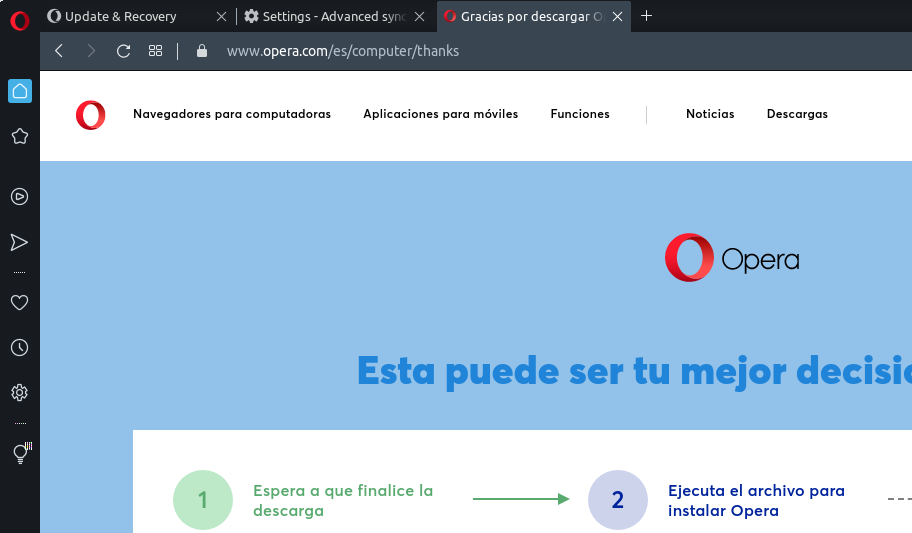 Opera en Ubuntu Linux no se actualiza, solución