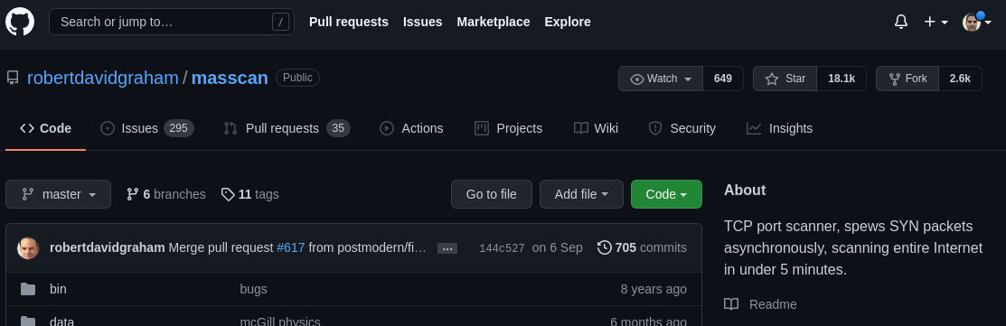 Escaneado de puertos en logs access del servidor, Masscan Github