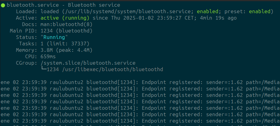 Al iniciar Ubuntu 24 el servicio bluetooth no funciona